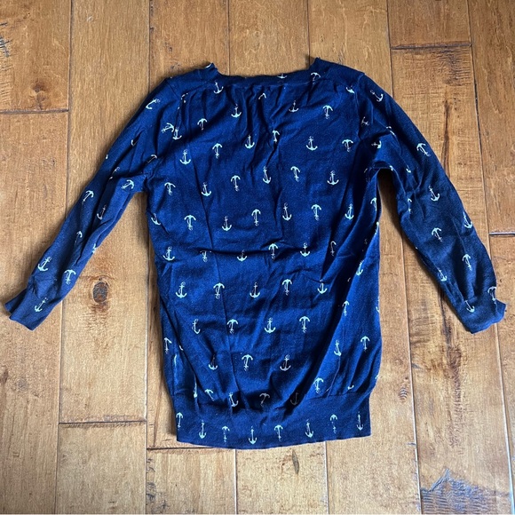J Crew Anchors Nautical Navy Blue Light Sweater - Picture 4 of 6